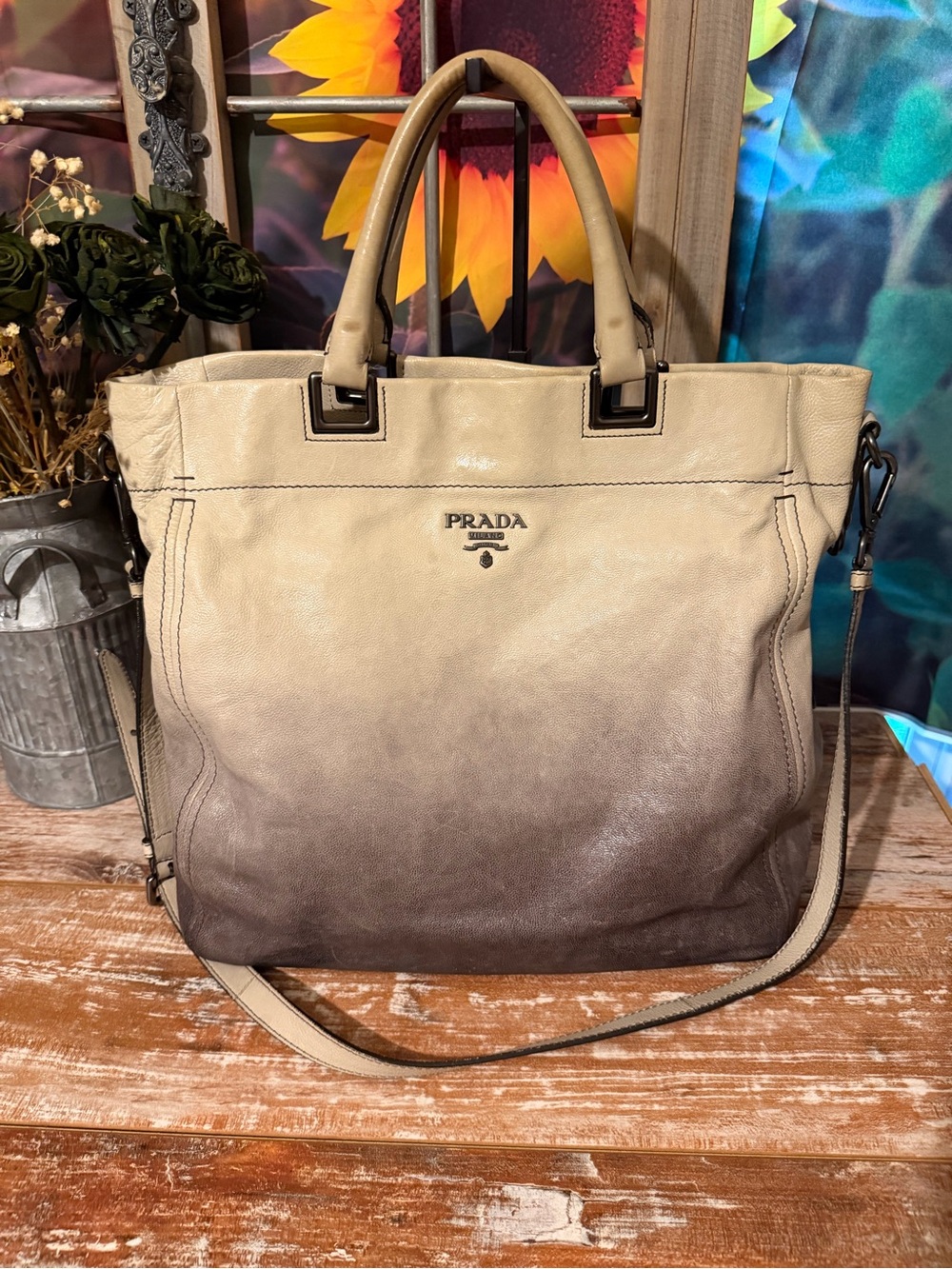 Prada Ombr’e Glacé Calf Leather Tote